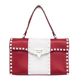 Valentino Garavani Spike Lockstuds Einzelhandtasche Weiß Rot