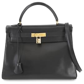 Hermès-Sac à main Hermes Kelly 32-Noir