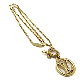 Louis Vuitton-Louis Vuitton Collier Baby Ease LV Circle Pendant Necklace-Golden
