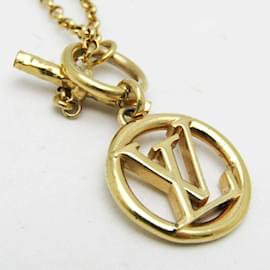 Louis Vuitton-Louis Vuitton Collier Baby Ease LV Circle Pendant Necklace-Golden