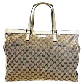 Gucci-Gucci GG Canvas Tote Bag-Brown,White