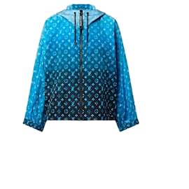 Louis Vuitton-1AB06X Hooded parka with Monogram Spray pattern-White,Blue,Light blue
