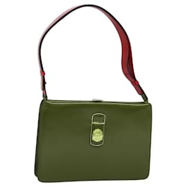 Céline-CELINE Shoulder Bag Leather Red Gold Auth KD268-Red,Golden
