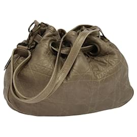 Christian Dior-Christian Dior Canage Shoulder Bag Leather Brown Auth ep8509-Brown