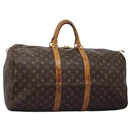 Louis Vuitton-LOUIS VUITTON Monogram Keepall 55 Boston Bag M41424 LV Auth BD1755-Monogram