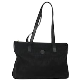 Fendi-FENDI Zucca Canvas Tote Bag Gold Black Auth MX167-Black,Golden