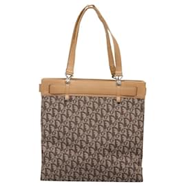 Christian Dior-Christian Dior Trotter Canvas Tote Bag Beige Silver Auth bs24224-Silvery,Beige