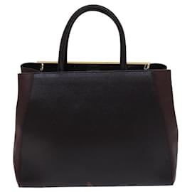 Fendi-FENDI Toulouse Tote Bag Leather 2way Brown Gold Auth bs24036-Brown,Golden