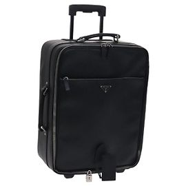PRADA Suitcase Safiano leather Black Auth ep8401 Black