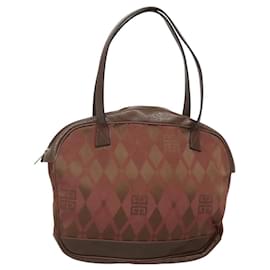 Givenchy-GIVENCHY Hand Bag Canvas Brown Gold Auth bs24312-Brown,Golden