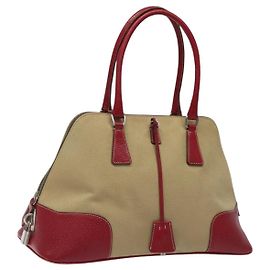 PRADA Sac à main en toile beige Auth KD415 Beige