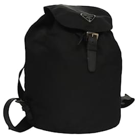 Prada-PRADA Backpack Nylon Black Silver Auth bs23453-Black,Silvery