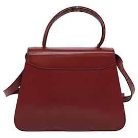 Céline-CELINE Hand Bag Leather 2way Red Gold Auth MX098-Red,Golden