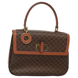 Céline Bolsa de mão em lona Macadam CELINE em couro PVC marrom dourado Auth BD1780 Marrom Dourado