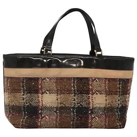 Borsa a mano Burberry Nova Check in lana marrone oro nero Auth BD1582 Marrone Nero D'oro