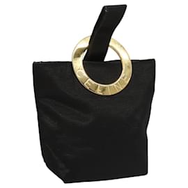Céline-CELINE Circle Pouch Nylon Black Gold Auth KD376-Black,Golden