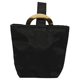 Céline-CELINE Circle Pouch Nylon Black Gold Auth KD376-Black,Golden