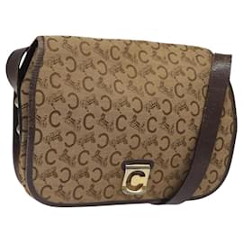 Céline-CELINE C Sulky Shoulder Bag Canvas Brown Gold Auth bs24045-Brown,Golden
