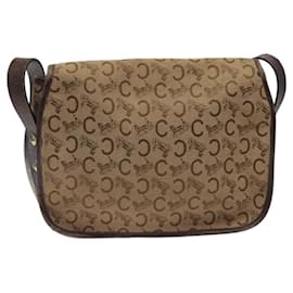 Céline-CELINE C Sulky Shoulder Bag Canvas Brown Gold Auth bs24045-Brown,Golden