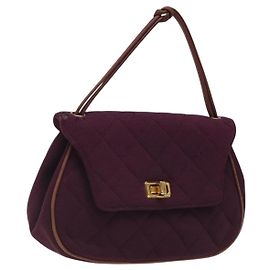 CHANEL Bolsa Matelassé de Algodão Roxa CC Auth BD1572 Roxo