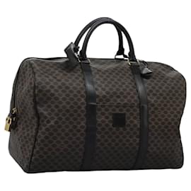 Céline-CELINE Macadam Canvas Boston Bag PVC Leather Black Gold Auth yk17749-Black,Golden