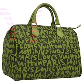 Louis Vuitton-LOUIS VUITTON Monogram Graffiti Speedy 30 Hand Bag Orange M93705 Auth BD1557AM-Orange,Monogram