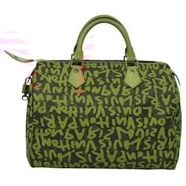 Louis Vuitton-LOUIS VUITTON Monogram Graffiti Speedy 30 Hand Bag Orange M93705 Auth BD1557AM-Orange,Monogram