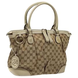 Gucci-GUCCI GG Canvas Tote Bag Beige Gold 247902 Auth MX155-Beige,Golden