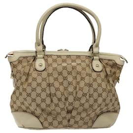 Gucci-GUCCI GG Canvas Tote Bag Beige Gold 247902 Auth MX155-Beige,Golden