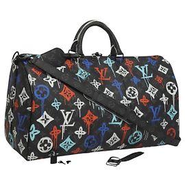 LOUIS VUITTON Monogram Eclipse Keepall Bandouliere 50 Bolsa M21384 Auth BD1566SM Monograma