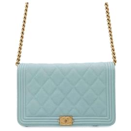 Chanel-Chanel Chain Wallet Boy Matelasse-Light blue