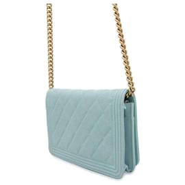 Chanel-Chanel Chain Wallet Boy Matelasse-Light blue