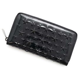Monedero de cuero patent negro Jimmy Choo Negro