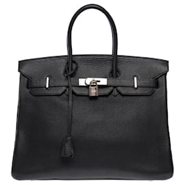 Hermès-Sac HERMES Birkin 35 en Cuir Noir - 102639-Noir
