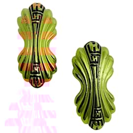 Fendi-Fendi Vintage Gold Plated Laurel Leaf Earrings-Golden