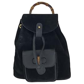 Gucci-Gucci Suede/Leather Bamboo Backpack 003 1705-Black