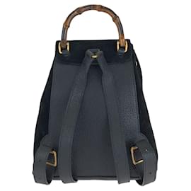 Gucci-Gucci Suede/Leather Bamboo Backpack 003 1705-Black