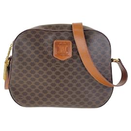 Céline-Celine Macadam PVC/Leather Shoulder Bag M94-Brown