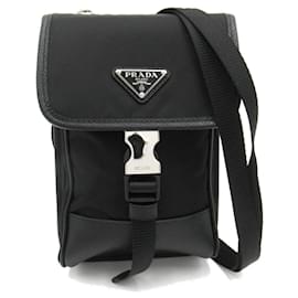 Prada-Prada Nylon Leather Shoulder Bag 2ZH1092DMHF0002-Black