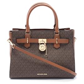 Michael Kors-Michael Kors PVC Coated Canvas HAMILTON Medium 2way Bag-Brown