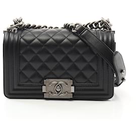 Chanel-Chanel Grained Calfskin Boy Chanel Shoulder Bag A67085-Black