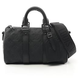 Louis Vuitton-Louis Vuitton Monogram Taurillon Keepall Bandouliere 25 Handbag M20900-Black