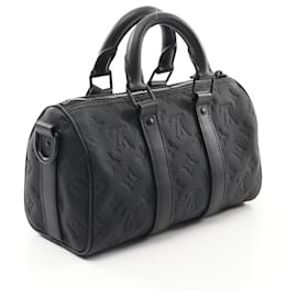 Louis Vuitton-Louis Vuitton Monogram Taurillon Keepall Bandouliere 25 Handbag M20900-Black