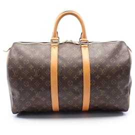 Louis Vuitton-Louis Vuitton Monogram Keepall Boston Bag M41428-Brown