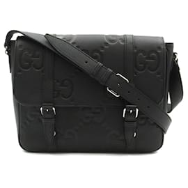 Gucci-Gucci Leather Jumbo GG Medium Messenger Bag 2way Shoulder Bag 760234AABY01000-Black