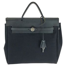 Hermès Hermes Canvas/Leder Herbag Ad PM Rucksack Stempel C (2018) Schwarz