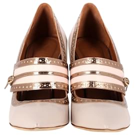 Autre Marque- Malone Souliers Ada Perforated Pumps in Nude Leather-Brown,Flesh
