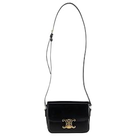 Céline- Celine Teen Triomphe Shoulder Bag in Black Calf Leather-Black