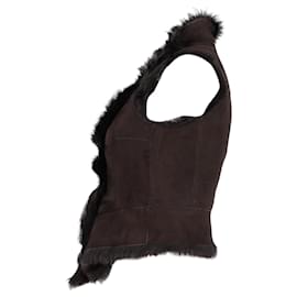 Joseph-Joseph Fur Lined New Lucy Toscana Vest in Brown Lambskin-Brown,Red