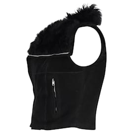 Rick Owens- Rick Owens Sphinx Vest Biker Jacket in Black Suede-Black